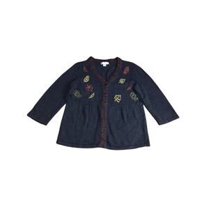 Christopher & Banks Cardigan Sweater Women Large Autumn Leaves Leafs Vintage